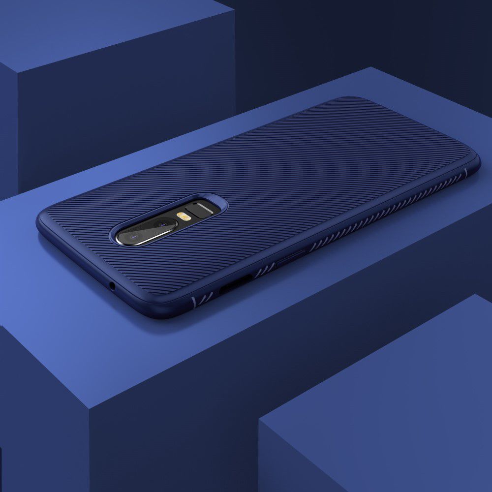 OnePlus 6 Twill slim texture backcover blauw afbeelding 7