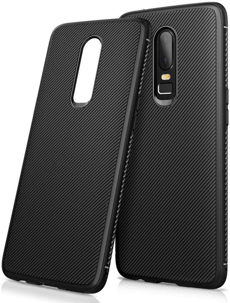 OnePlus 6 Twill slim texture backcover zwart afbeelding 1