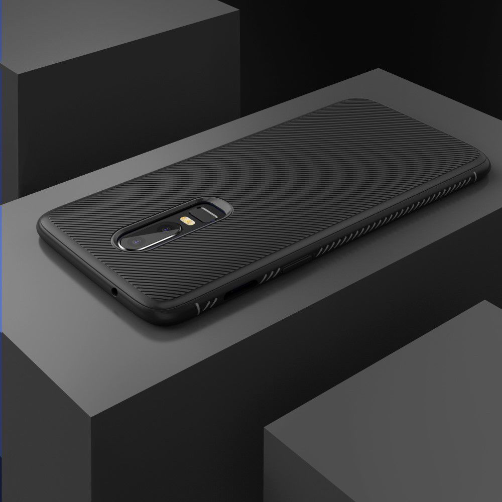 OnePlus 6 Twill slim texture backcover zwart afbeelding 5