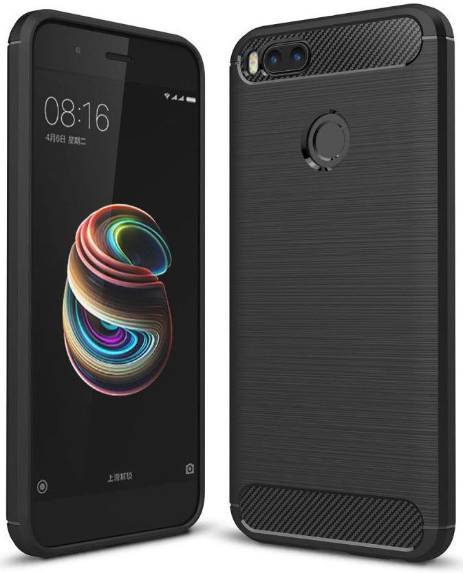Xiaomi Mi A1 geborsteld TPU Hoesje Zwart afbeelding 1