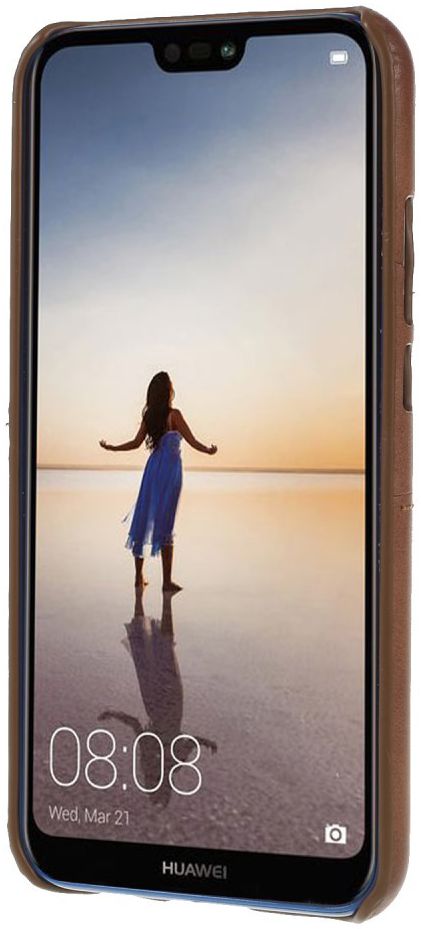 Huawei P20 Lite Back Cover met Lederen Coating Coffee afbeelding 2