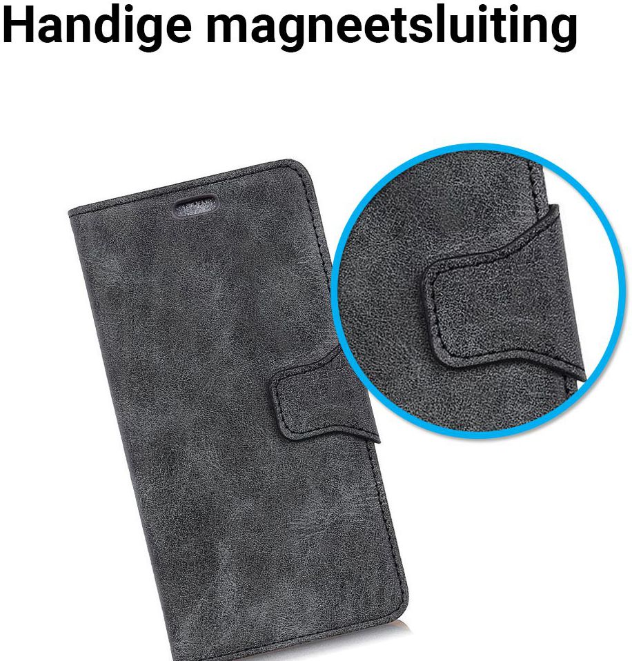 Samsung Galaxy A6 Plus Vintage Portemonnee Hoesje Zwart afbeelding 4