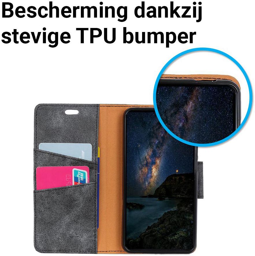 Samsung Galaxy A6 Plus Vintage Portemonnee Hoesje Zwart afbeelding 6