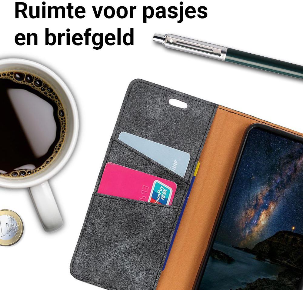 Samsung Galaxy A6 Vintage Portemonnee Hoesje Zwart afbeelding 3