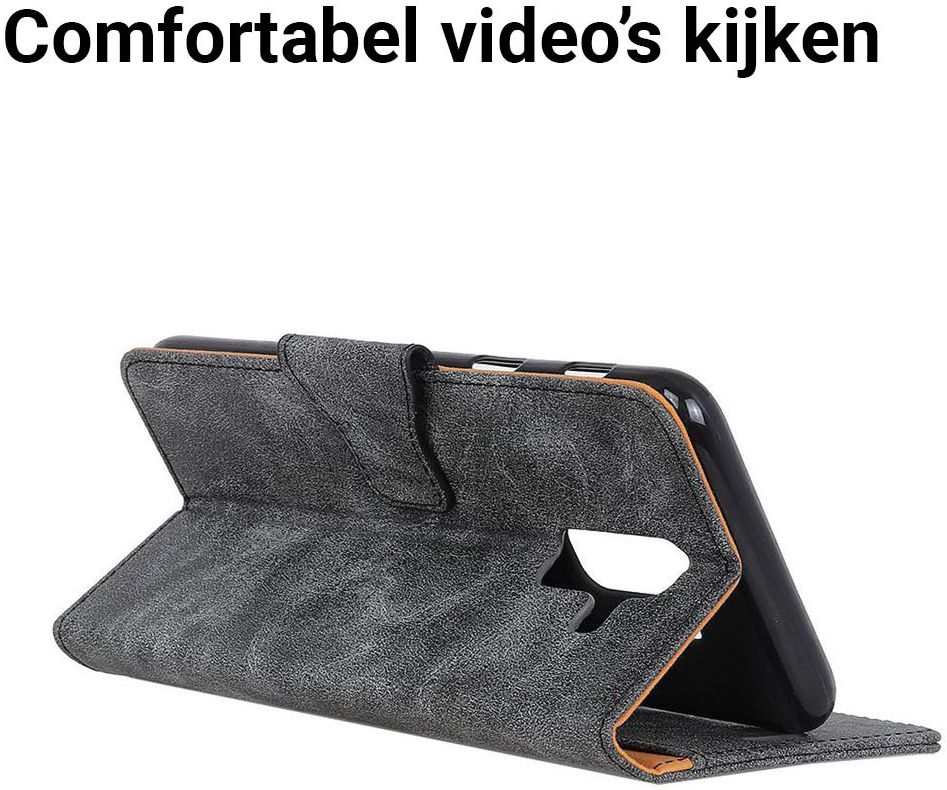 Samsung Galaxy A6 Vintage Portemonnee Hoesje Zwart afbeelding 4