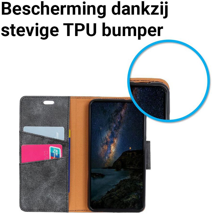 Samsung Galaxy A6 Vintage Portemonnee Hoesje Zwart afbeelding 5