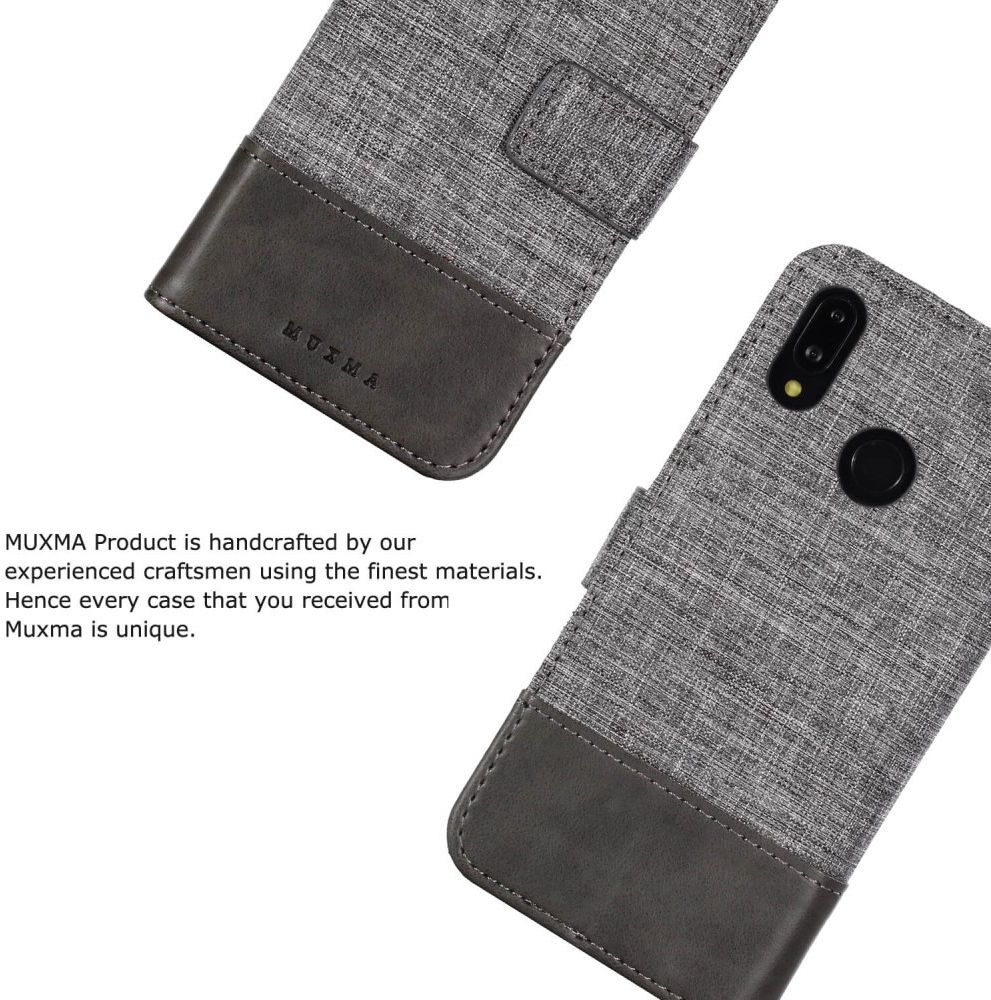 Huawei P20 Lite Linnen Portemonnee Hoesje Grijs afbeelding 13
