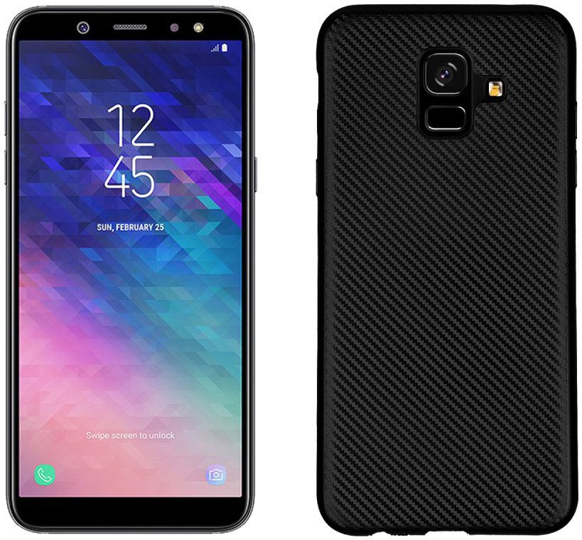 Samsung Galaxy A6 Carbon TPU Hoesje Zwart afbeelding 1