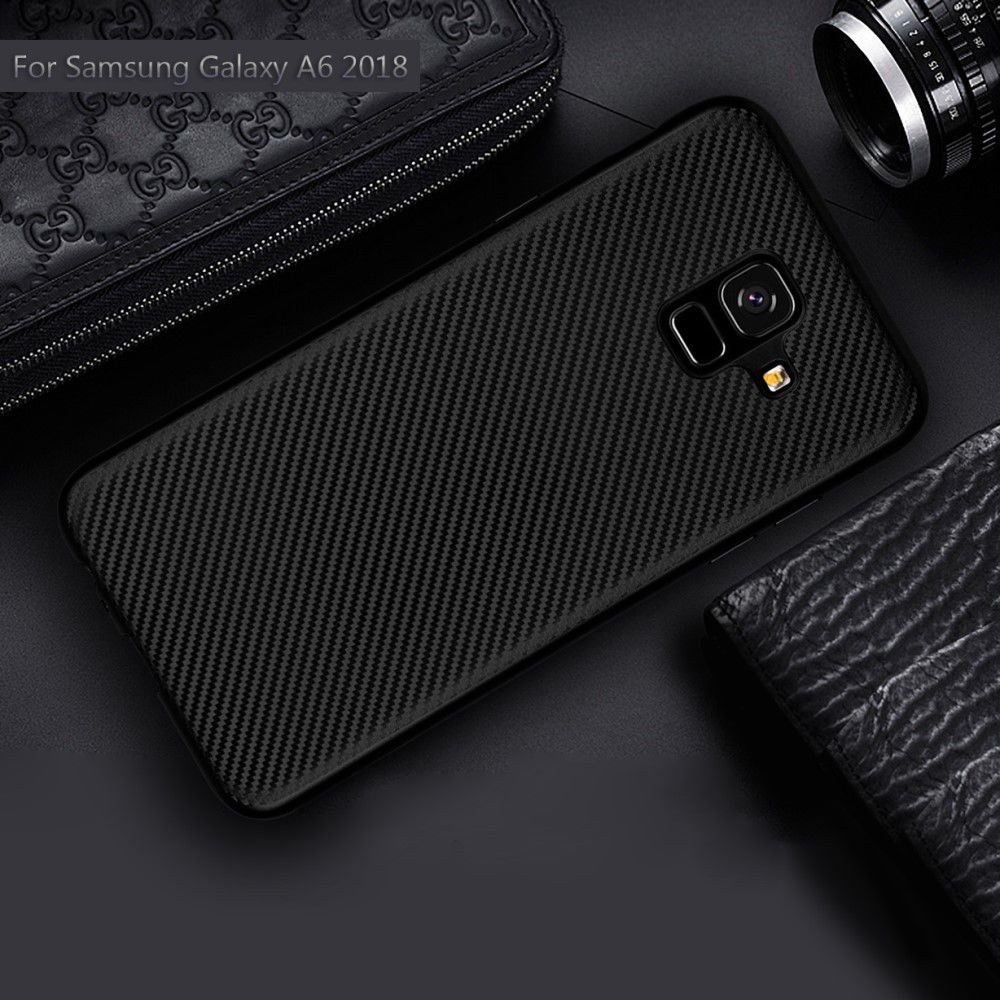 Samsung Galaxy A6 Carbon TPU Hoesje Roze Goud afbeelding 4