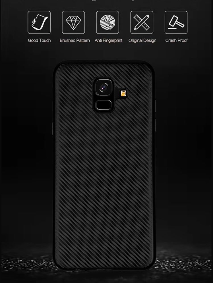 Samsung Galaxy A6 Carbon TPU Hoesje Roze Goud afbeelding 5