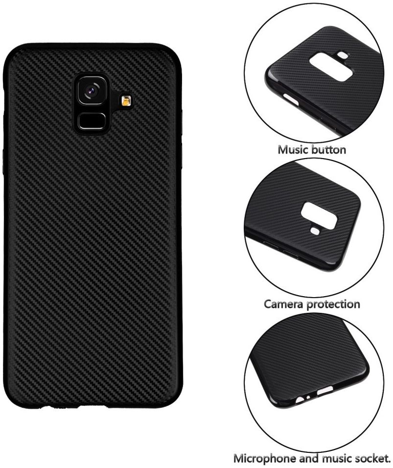Samsung Galaxy A6 Carbon TPU Hoesje Roze Goud afbeelding 8