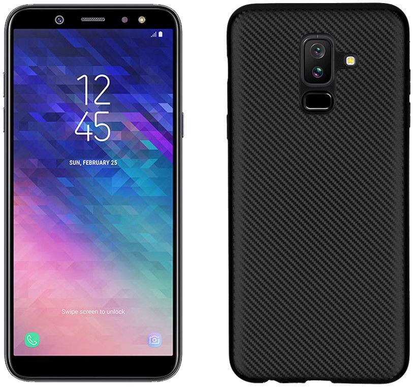 Samsung Galaxy A6 Plus Carbon TPU Hoesje Zwart afbeelding 1