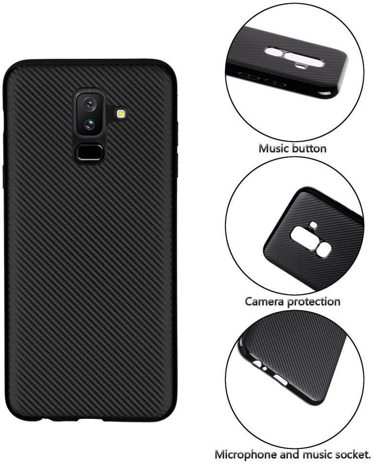 Samsung Galaxy A6 Plus Carbon TPU Hoesje Zwart afbeelding 2
