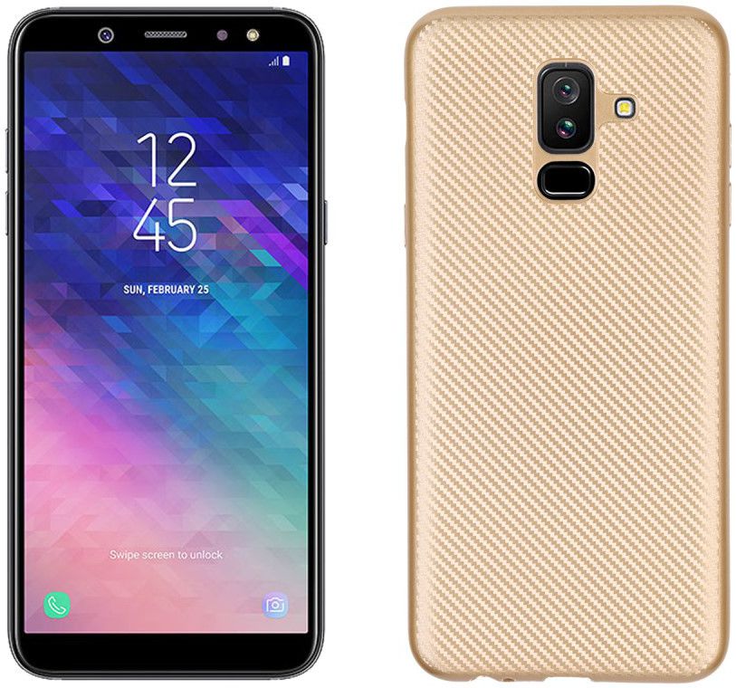 Samsung Galaxy A6 Plus Carbon TPU Hoesje Goud afbeelding 1