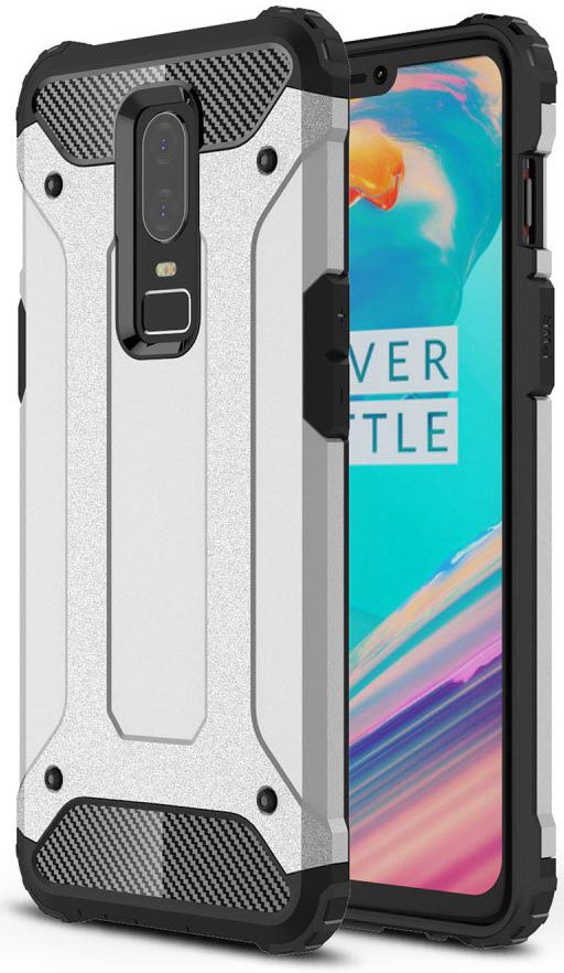 OnePlus 6 Hybride Hoesje Zilver afbeelding 1