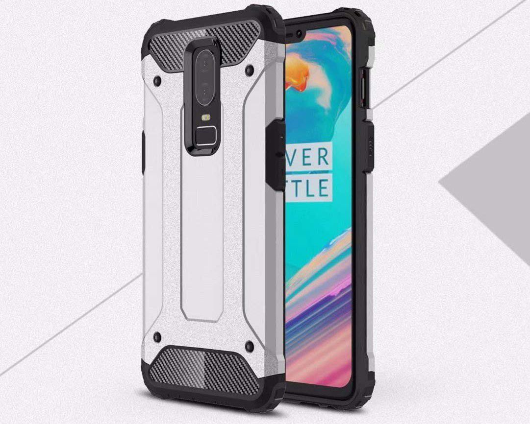 OnePlus 6 Hybride Hoesje Zilver afbeelding 3