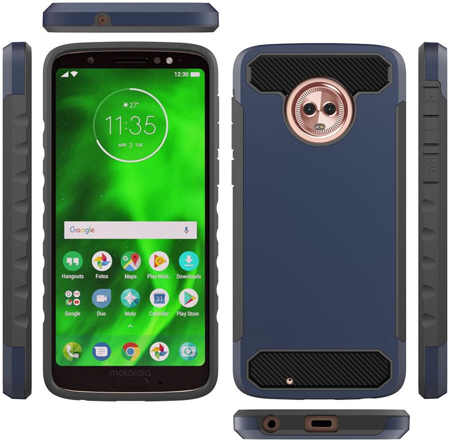 Motorola Moto G6 Stijlvol Hybride Hoesje Blauw afbeelding 2