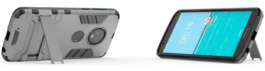 Motorola Moto G6 Plus Hybride Hoesje met Kickstand Grijs afbeelding 5