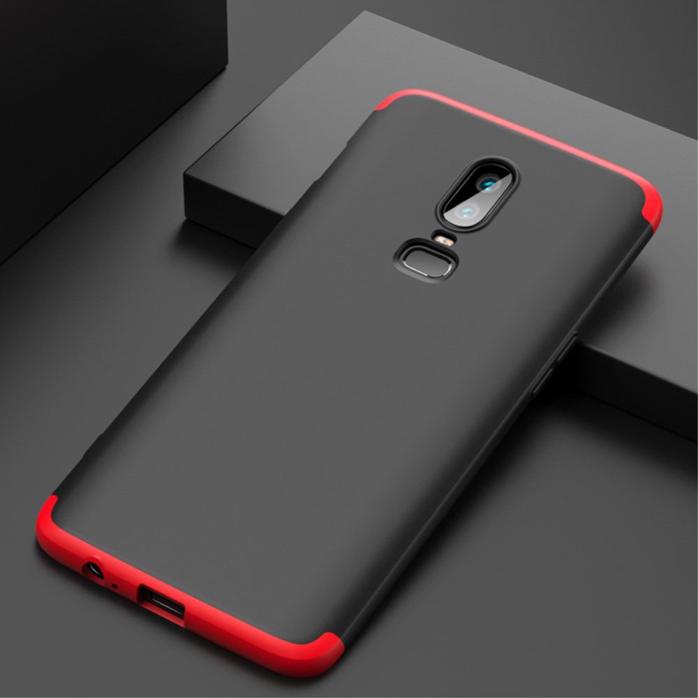OnePlus 6 Matte Back Cover Zwart Rood afbeelding 2