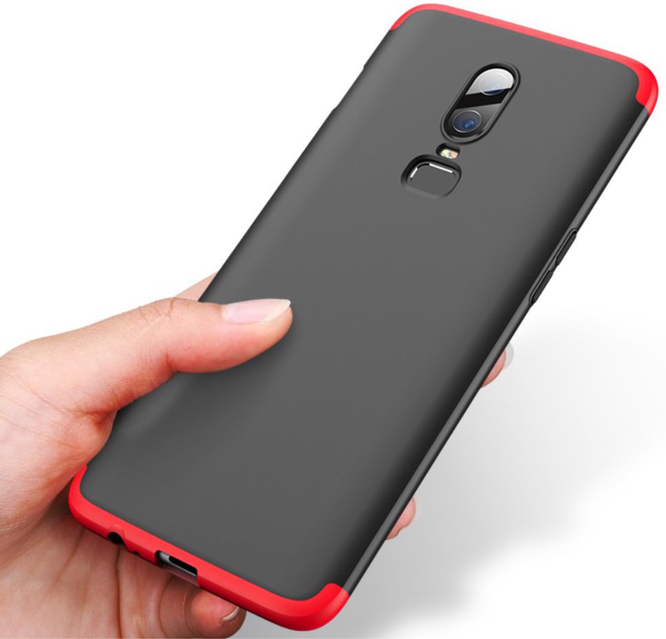 OnePlus 6 Matte Back Cover Zwart Rood afbeelding 6