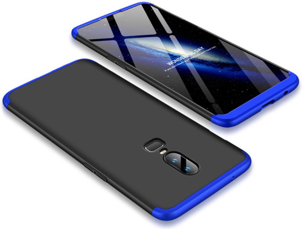 OnePlus 6 Matte Back Cover Zwart Blauw afbeelding 1