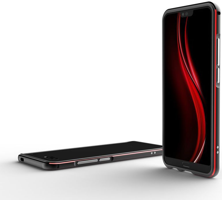 Honor 10 Aluminium Luxe Back Cover Zwart Rood afbeelding 4