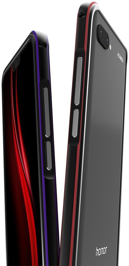 Honor 10 Aluminium Luxe Back Cover Zwart Rood afbeelding 6