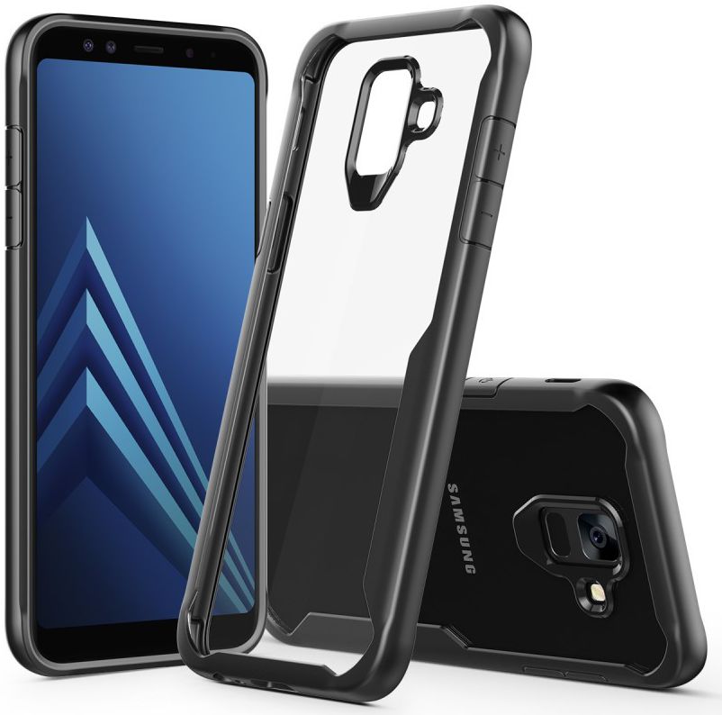 Samsung Galaxy A6 Hybride Transparant Hoesje Zwart afbeelding 1