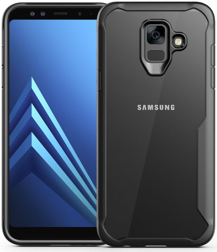 Samsung Galaxy A6 Hybride Transparant Hoesje Zwart afbeelding 2