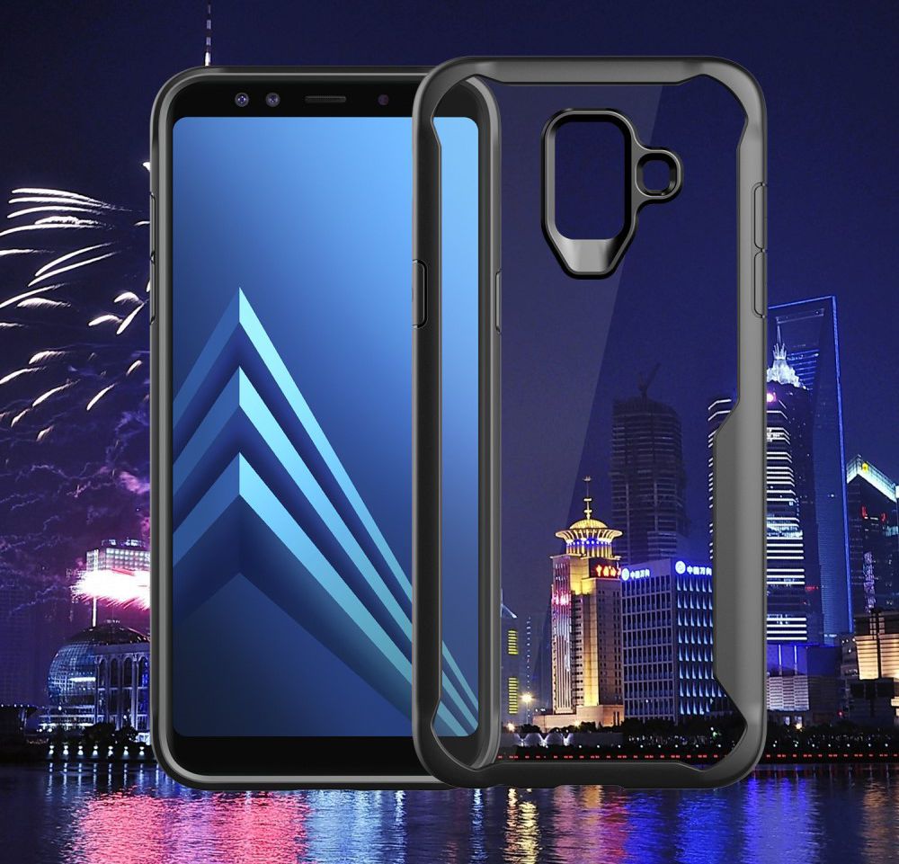 Samsung Galaxy A6 Hybride Transparant Hoesje Zwart afbeelding 3
