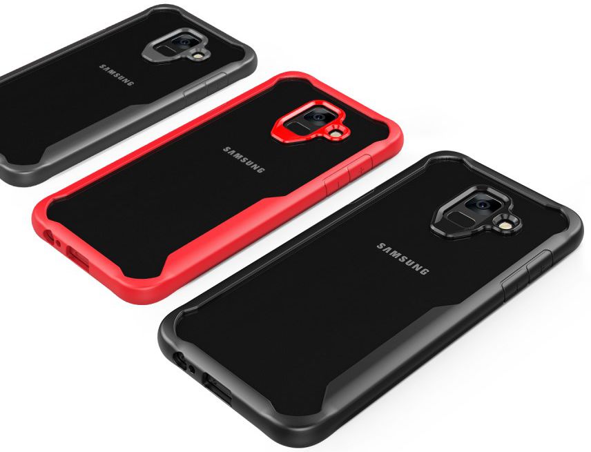 Samsung Galaxy A6 Hybride Transparant Hoesje Rood afbeelding 2