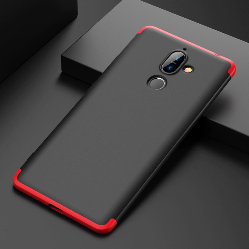Nokia 7 Plus Matte Back Cover Zwart Rood afbeelding 12