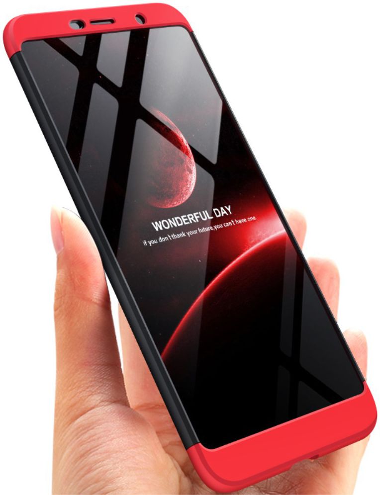 Nokia 7 Plus Matte Back Cover Zwart Rood afbeelding 3