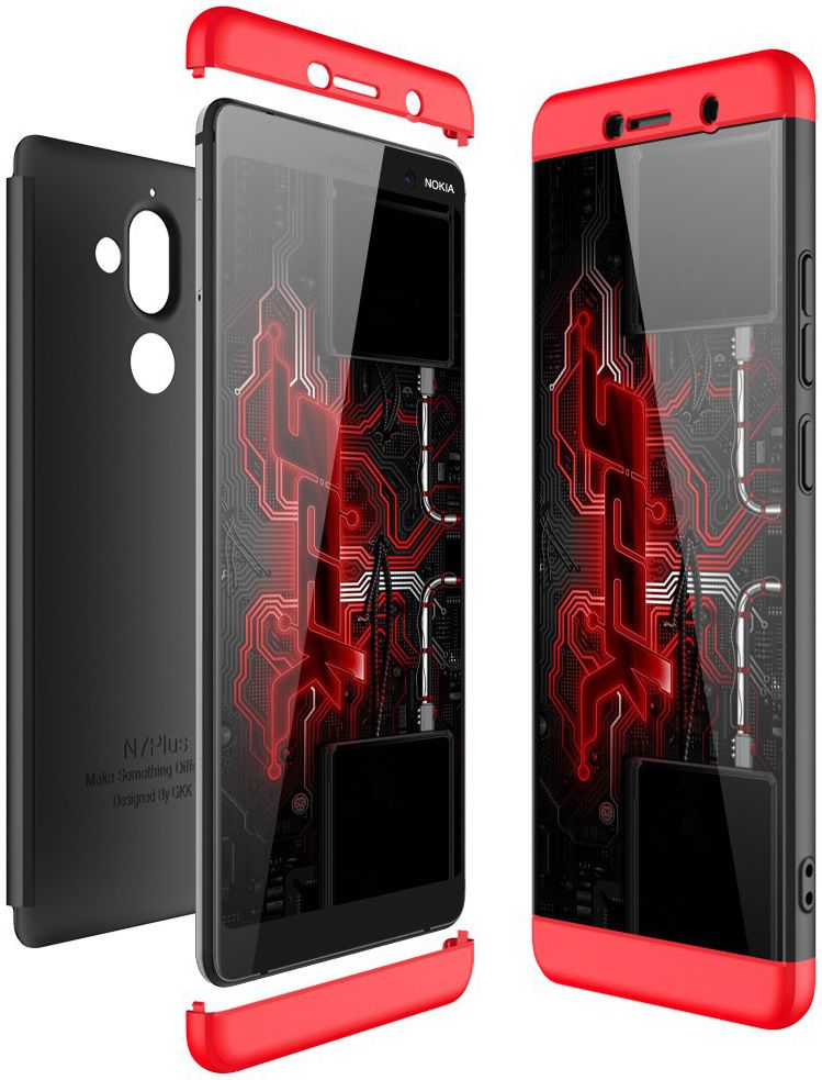 Nokia 7 Plus Matte Back Cover Zwart Rood afbeelding 7