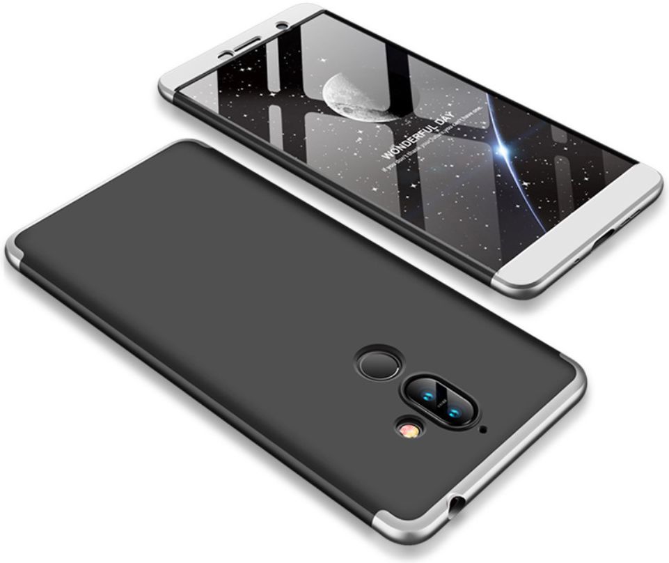 Nokia 7 Plus Matte Back Cover Zwart Zilver afbeelding 1