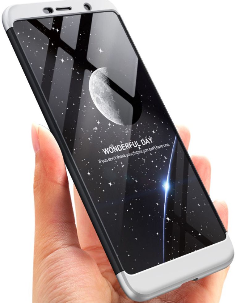 Nokia 7 Plus Matte Back Cover Zwart Zilver afbeelding 2