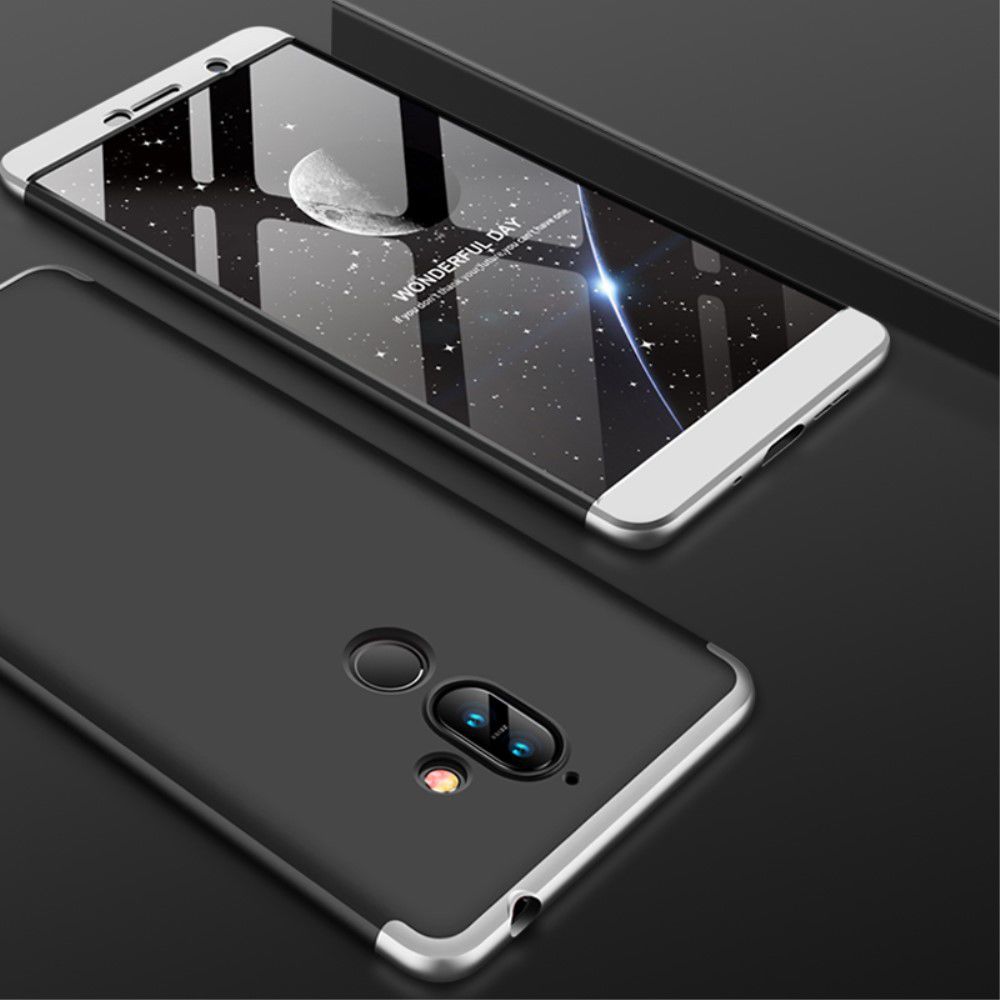 Nokia 7 Plus Matte Back Cover Zwart Zilver afbeelding 3