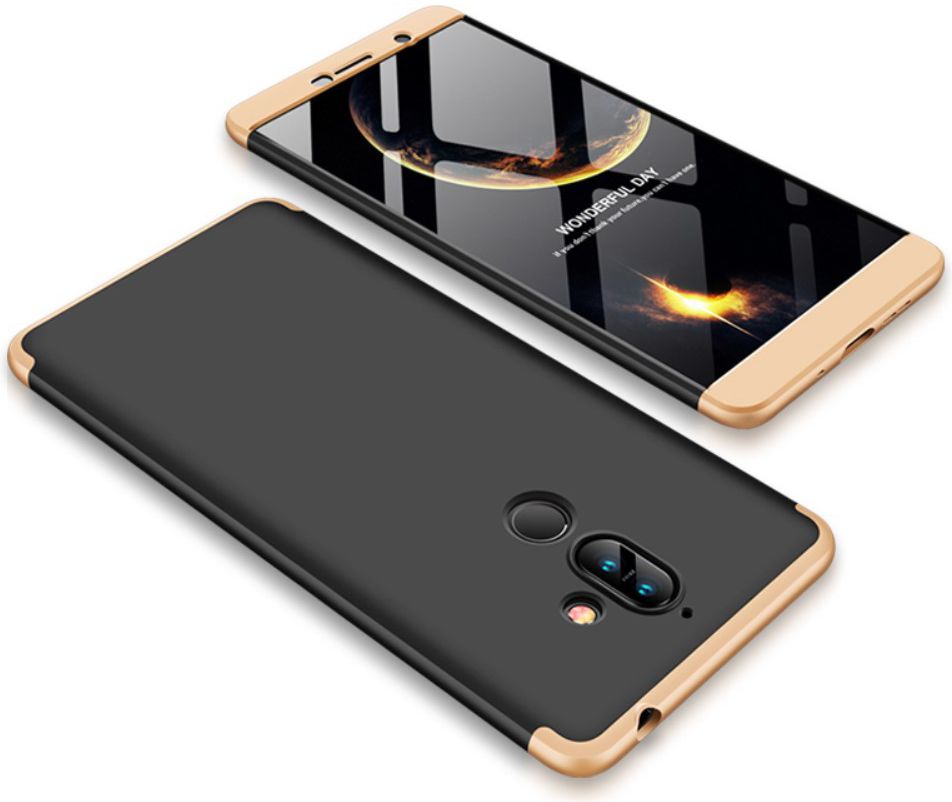Nokia 7 Plus Matte Back Cover Zwart Goud afbeelding 1