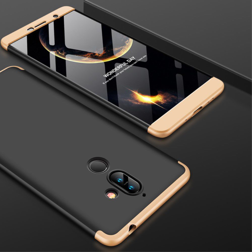 Nokia 7 Plus Matte Back Cover Zwart Goud afbeelding 2