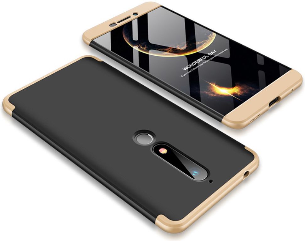 Nokia 6 (2018) Matte Back Cover Goud Zwart afbeelding 1
