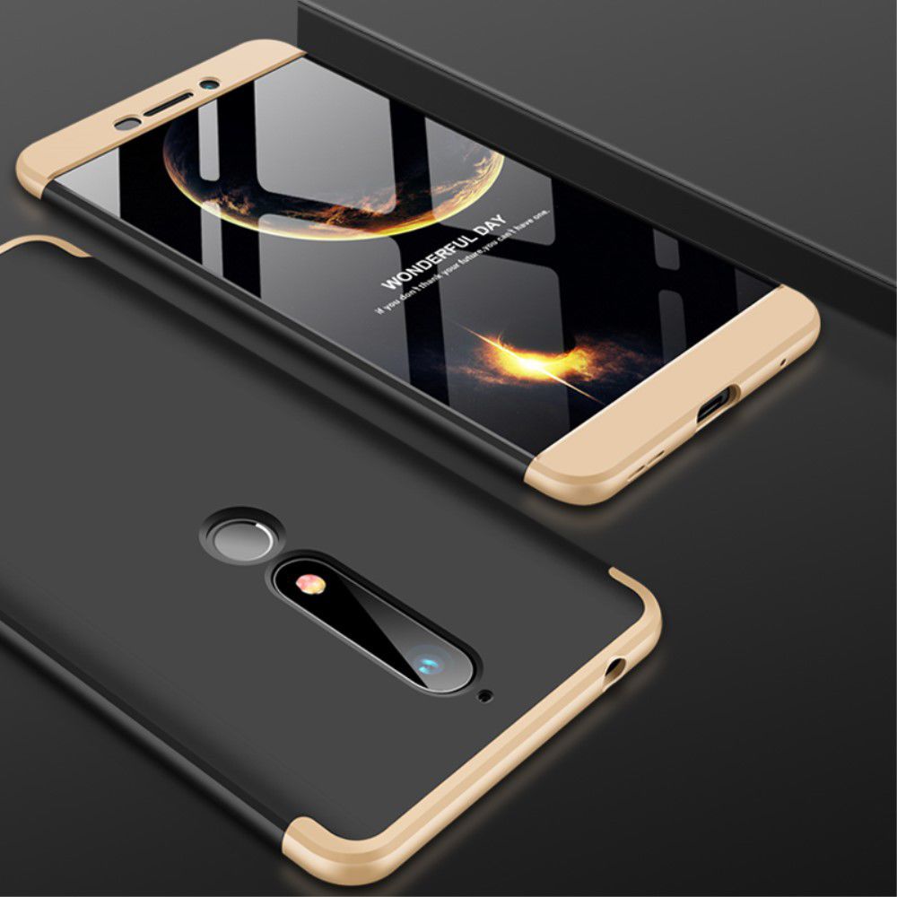 Nokia 6 (2018) Matte Back Cover Goud Zwart afbeelding 2