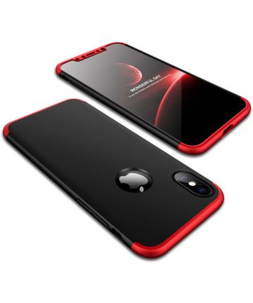 Apple iPhone X / XS Dunne Back Cover met Tempered Glass Rood Hoesjes