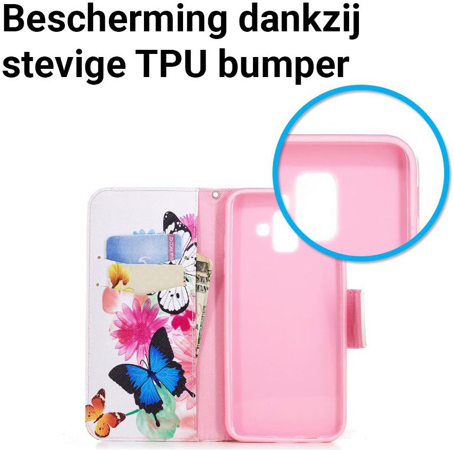 Samsung Galaxy A6 Portemonnee Hoesje met Vlinders Print afbeelding 5