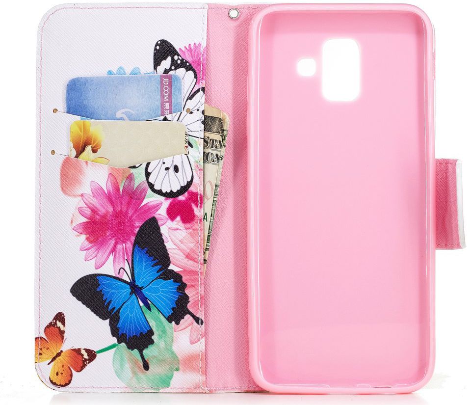 Samsung Galaxy A6 Portemonnee Hoesje met Vlinders Print afbeelding 6