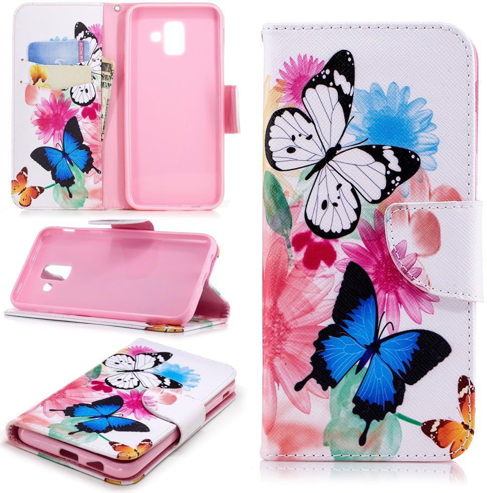 Samsung Galaxy A6 Portemonnee Hoesje met Vlinders Print afbeelding 12