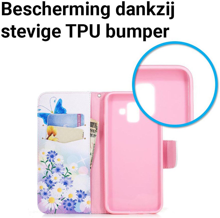 Samsung Galaxy A6 Portemonnee Hoesje met Vlinder Print afbeelding 5