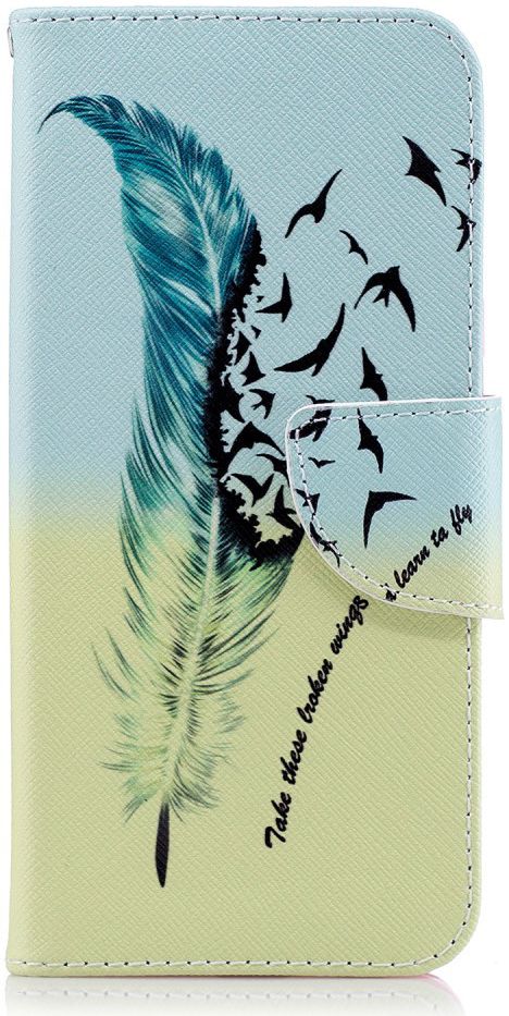 Samsung Galaxy A6 Portemonnee Hoesje met Veer Print afbeelding 1
