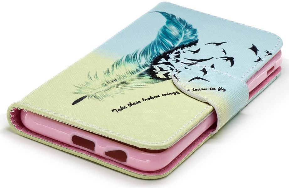 Samsung Galaxy A6 Portemonnee Hoesje met Veer Print afbeelding 10