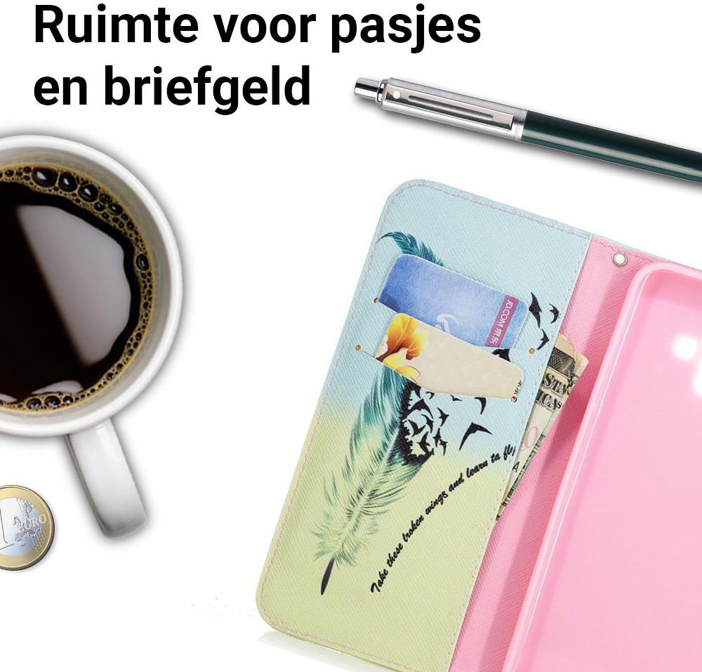 Samsung Galaxy A6 Portemonnee Hoesje met Veer Print afbeelding 3