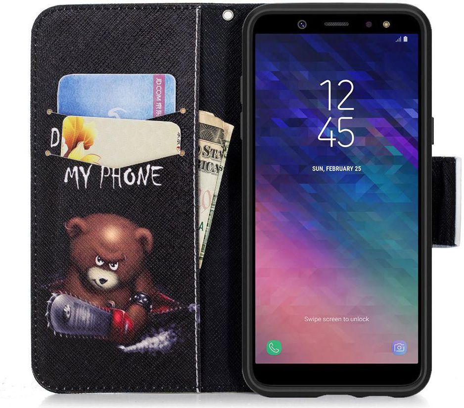 Samsung Galaxy A6 Portemonnee Hoesje met Teddy Print afbeelding 2
